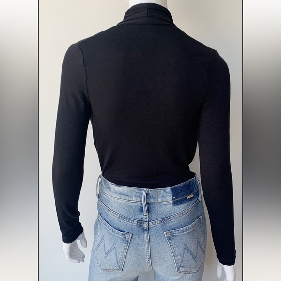 Vince Long Sleeve Crossover Bodysuit in Black - Picture 3 of 12